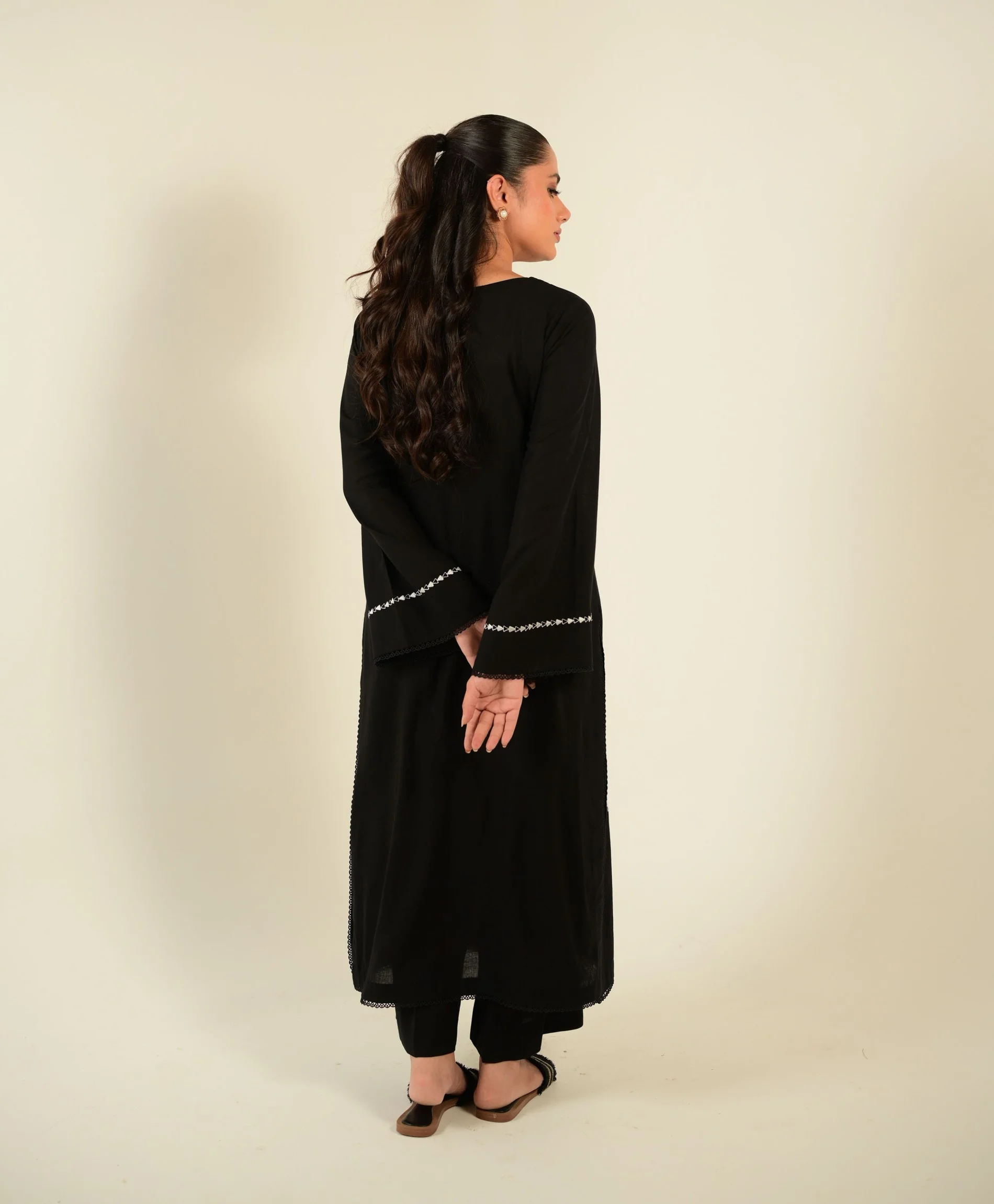 Mehwar Classic Black & White Embroidered Set | Tabasha Wear